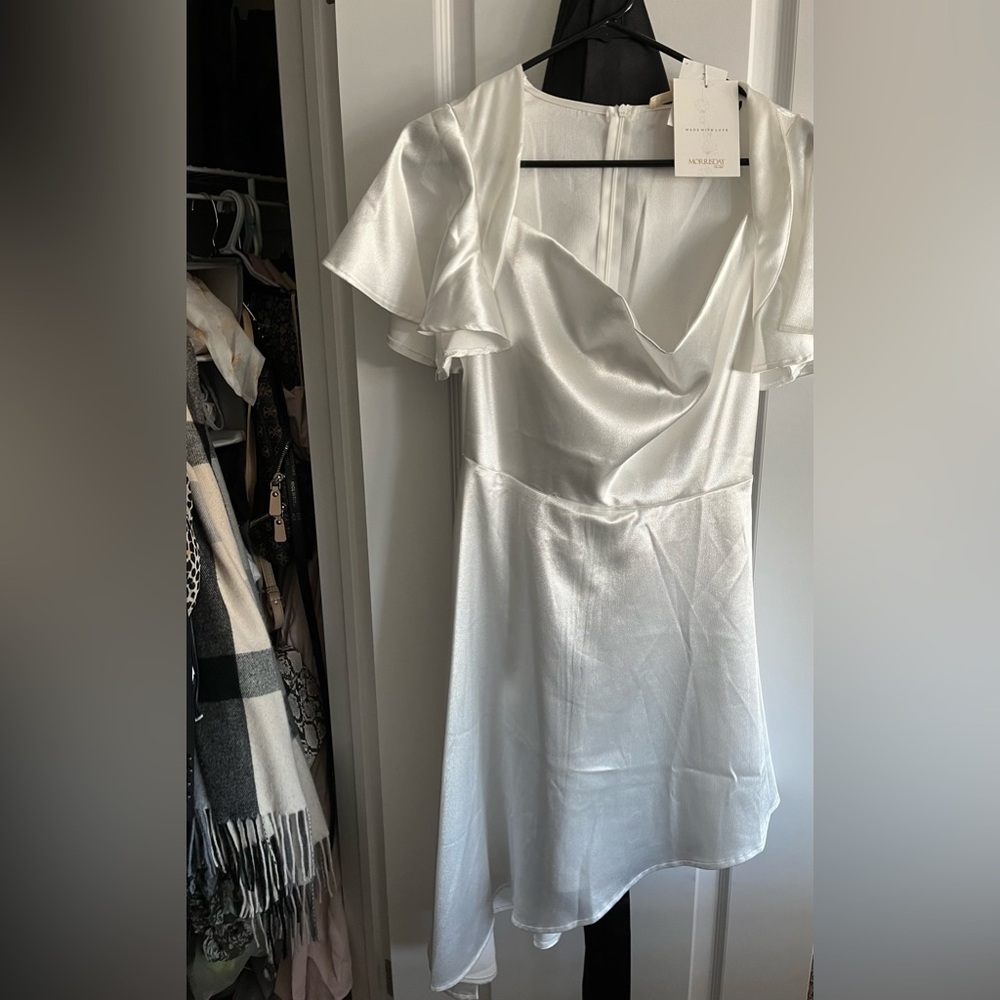 BRAND NEW white satin dress